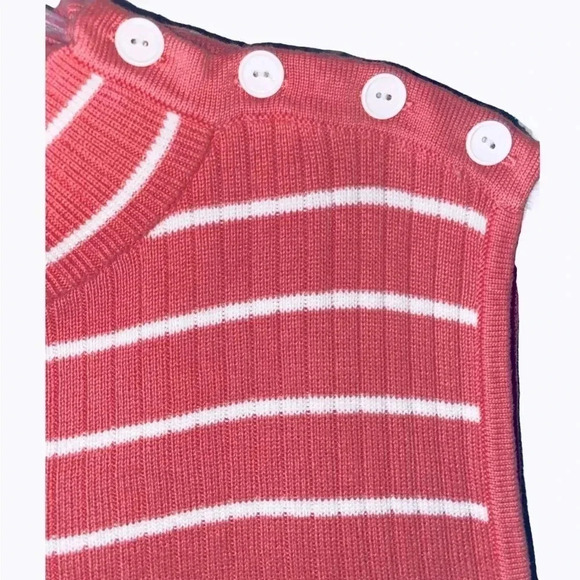 TALBOTS Women’s Sleeveless Ribbed Knit Pullover Sweater White Stripes Size XL - Picture 4 of 6